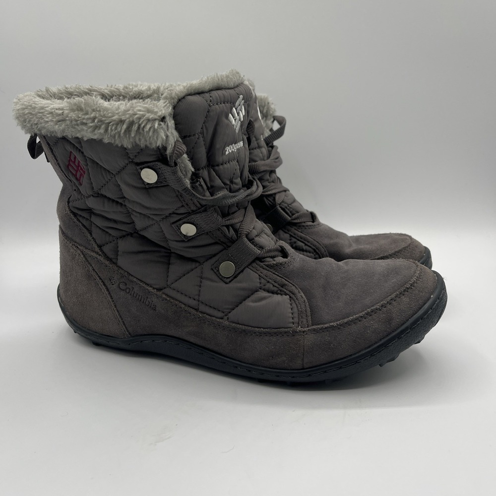 Columbia Minx Shorty Winter Boots Womens 9 Grey Waterproof Quilted